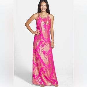 Lilly Pulitzer Elegant Pink and Gold Women's Dress